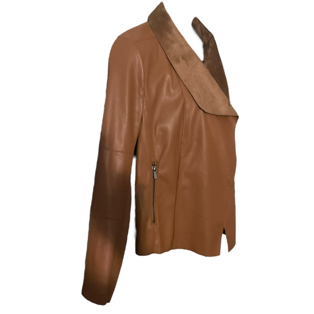 BAGATELLE Faux Suede‎ Tan Open Crop Jacket Coat SZ 2X Women Moto Western Casual - Picture 3 of 8